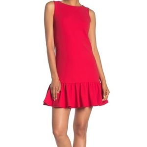 Betsey Johnson Red Ruffle Scuba Crepe Dress